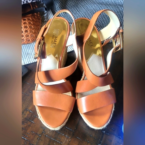 Michael Kors Shoes - Michael Kors Leather Wedges EUC Size 8